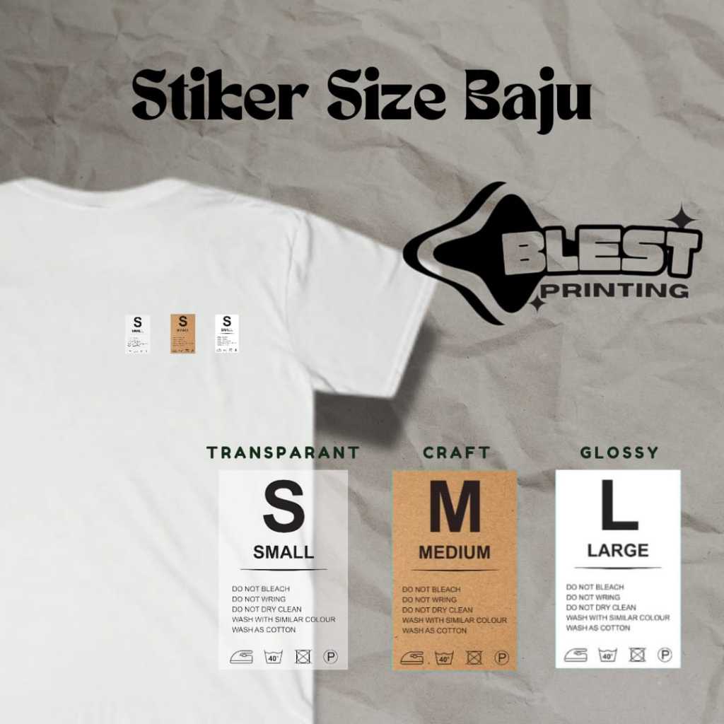 

Cetak Stiker Ukuran Baju Label Size Custom Design