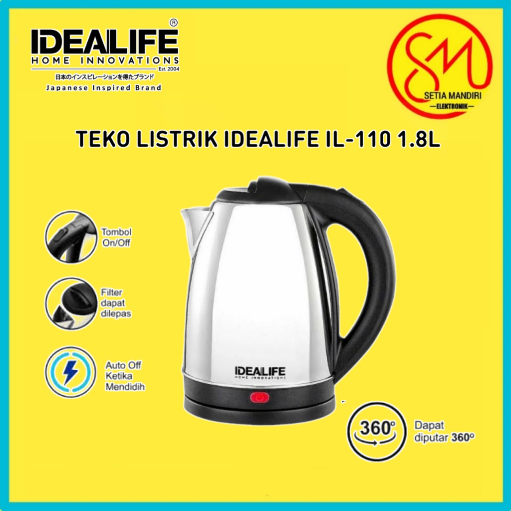 IDEALIFE Stainless Electric Kettle - Teko Listrik Stainless 1.8Liter IL-110