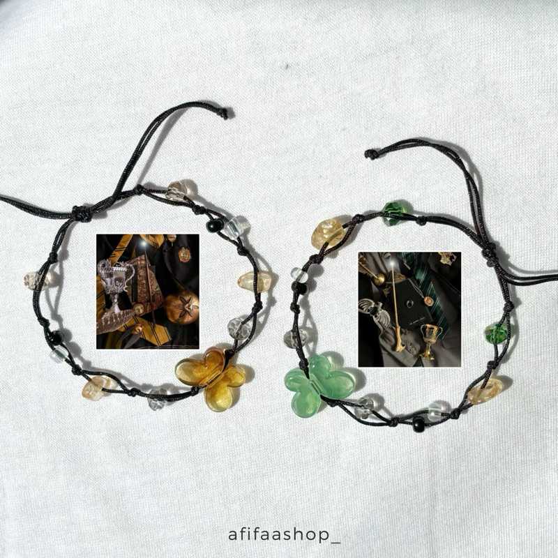 HUFFLEPUFF x SLYTHERIN BRACELET Gelang Hufflepuff dan Slytherin/ Gelang tali Hufflepuff dan Slytheri