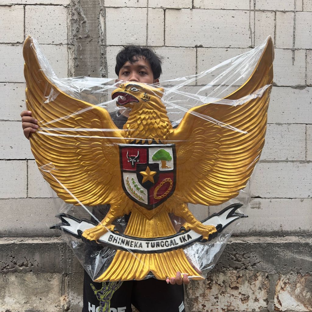Patung Hiasan Pajangan Lambang Burung Garuda BESAR 1 METER Pancasila Indonesia DATAR 3D Tempel Gantu