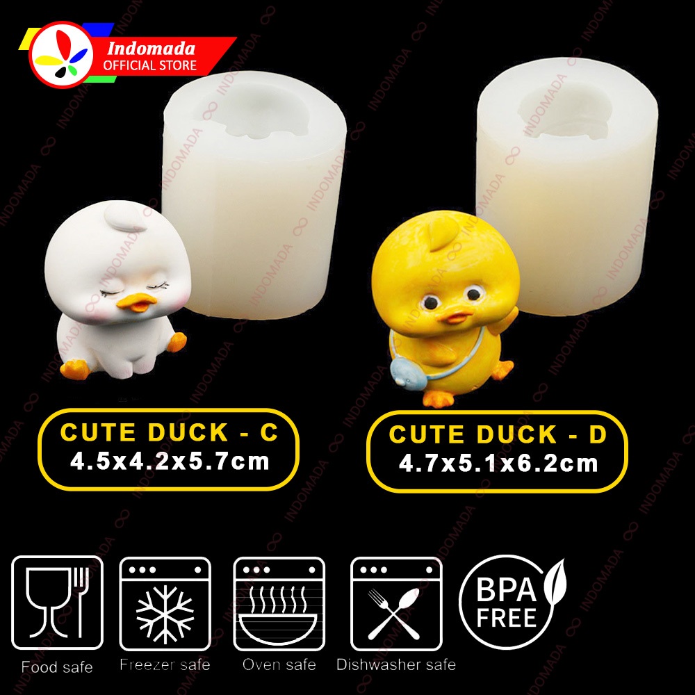 Indomada Cetakan Silikon Fondant Bebek Lucu Besar 3D DIY Alat Dekorasi Kue Putih Cute Duck Cake Sili