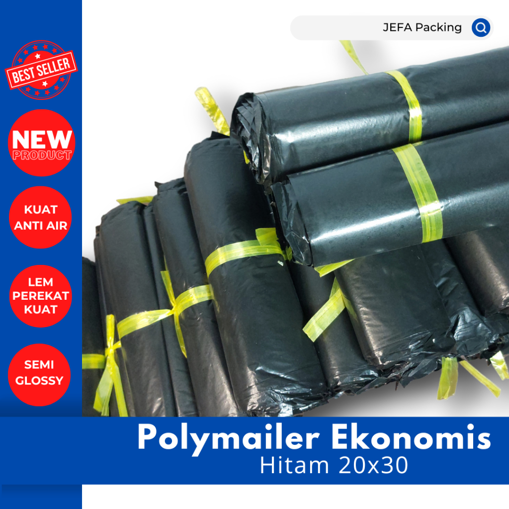 

Polymailer 20x30 (Ekonomis) Semi glossy 100pcs Hitam plastik packing online shop