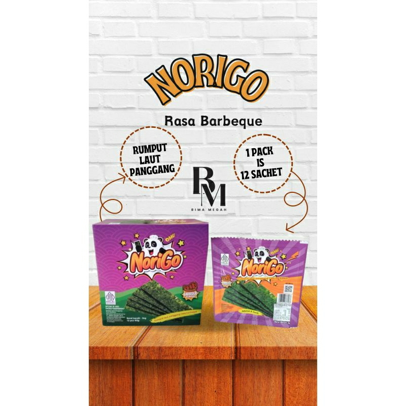 

Norigo Rumput Laut rasa Barbeque 1 box isi 12 sachet / Rumput Laut Norigo Bbq Seaweed 3 gram per sachet