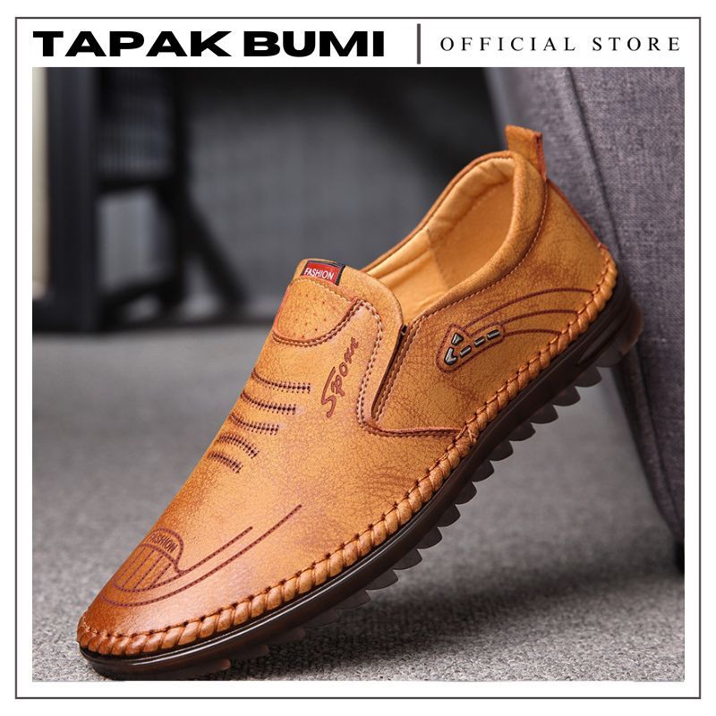 100% ASLI KULIT Sepatu Pantofel Loafer Pria IMPORT Kasual Kulit Kerja Kantor Santai Fashion Slop For