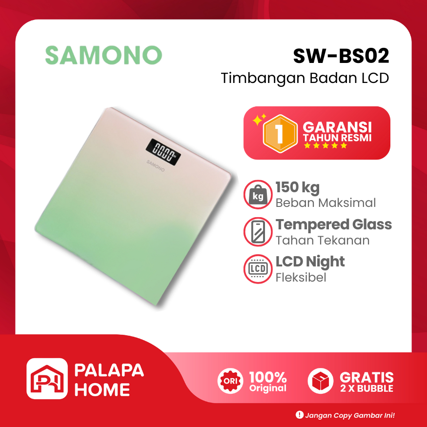 Samono Timbangan Badan LCD SW-BS02 Alat Timbang Berat Tubuh 100Kg 150Kg Timbagan Tibangan Digital
