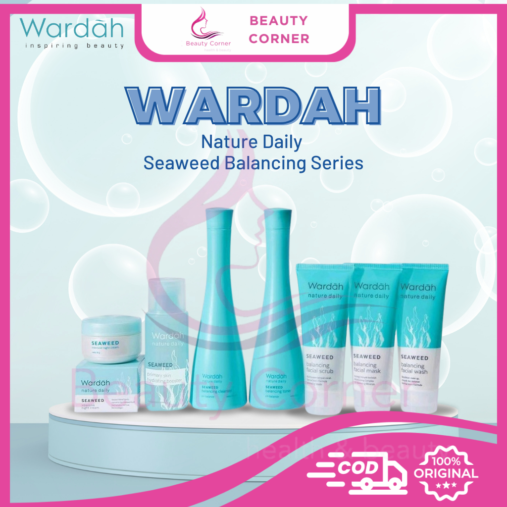 Wardah Nature Daily Seaweed Balancing Series(Facial Scrub/Toner/Facial Wash/Balancing Cleanser)