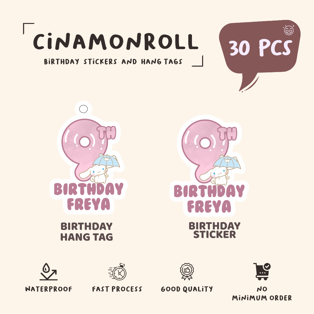 

(30pcs)label hang tag ulang tahun/sanrio/CINAMONROLL part 2/lucu cetak hang tag ulang tahun/label stiker diecut/murah/label ulang tahun/suvemir ultah/stiker diecut/hangtag diecut