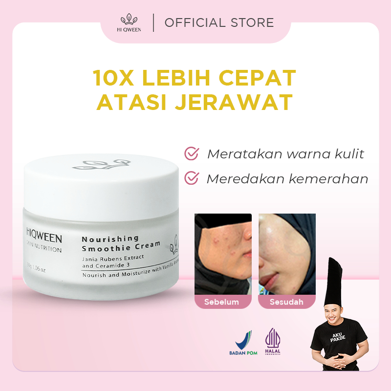 Hiqween Nourishing Smoothie Cream - Moisturizer Mencerahkan Wajah | Melembabkan | Mengatasi Jerawat