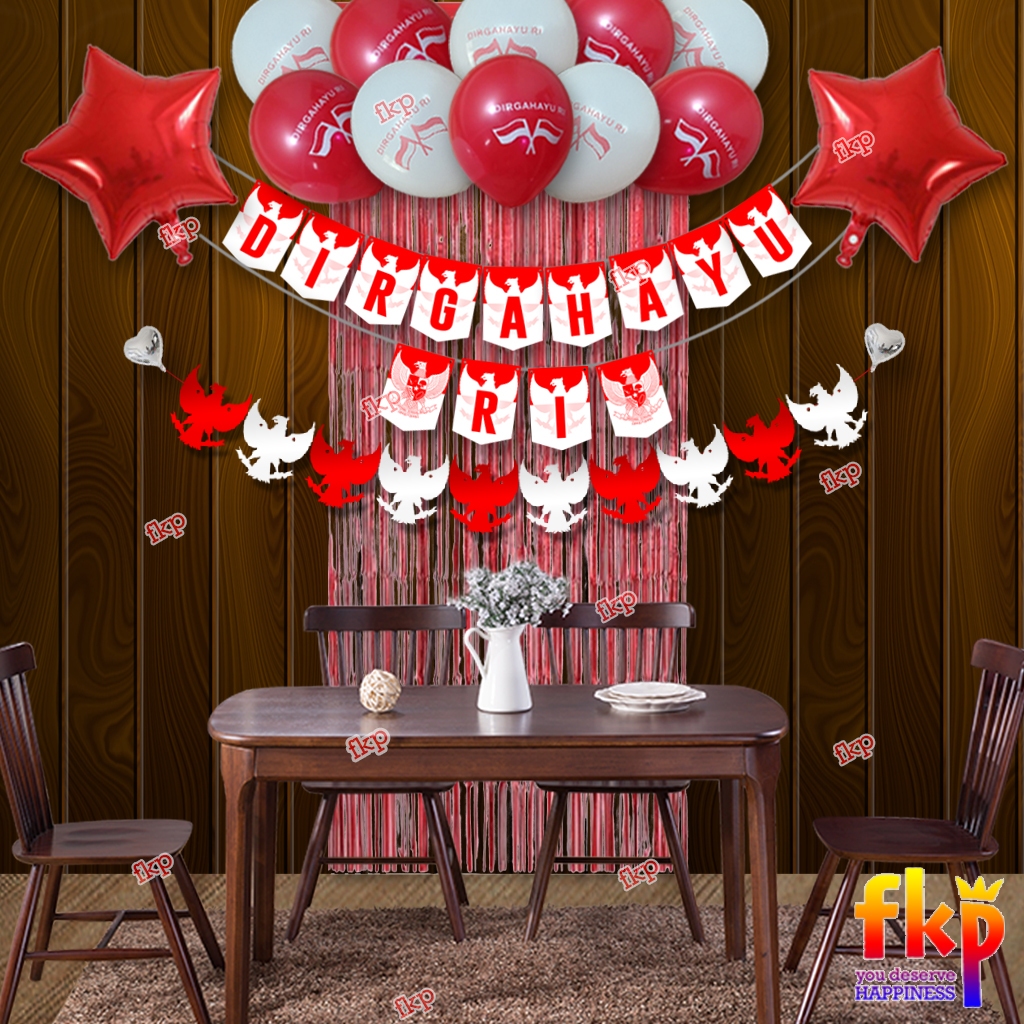 FUN KIDS PARTY Paket Dekorasi Balon Dirgahayu RI / Balon HUT RI / Dekorasi 17an Agustusan / Hiasan