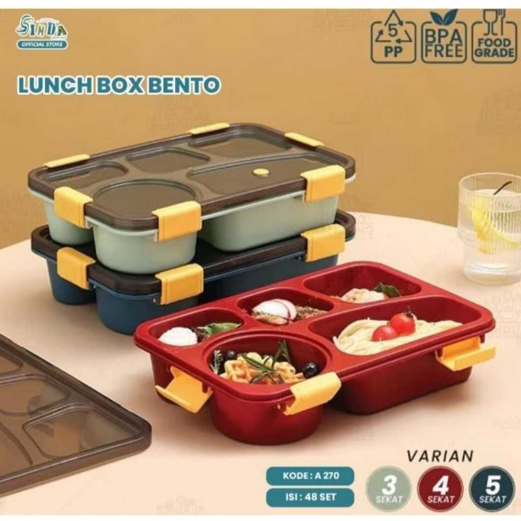 Lunch Box 5 sekat Ompreng Plastik / Kotak Makan Anak / Kotak Bekal