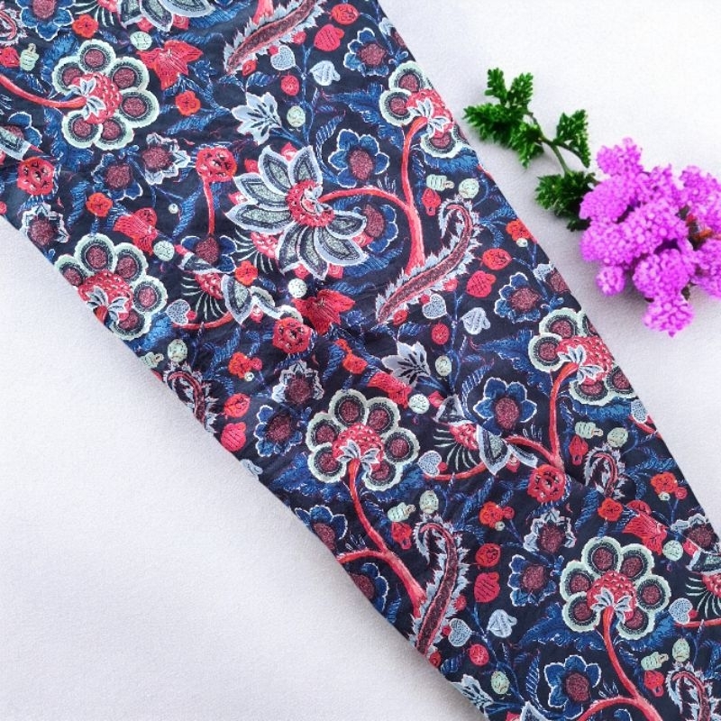 kain katun rayon paris motif batik bahan untuk atasan dan dress