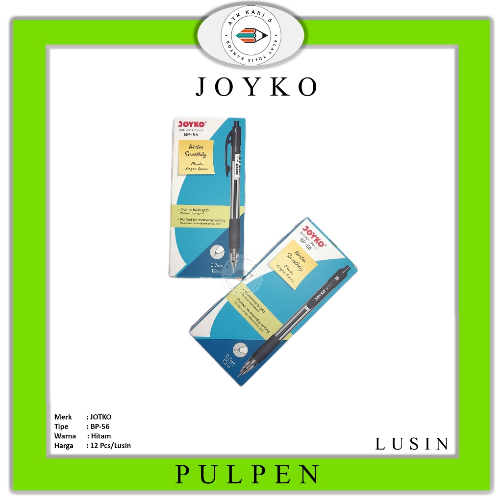 

Joyko - Ballpen BP-56 Pulpen Warna Hitam - Lusin