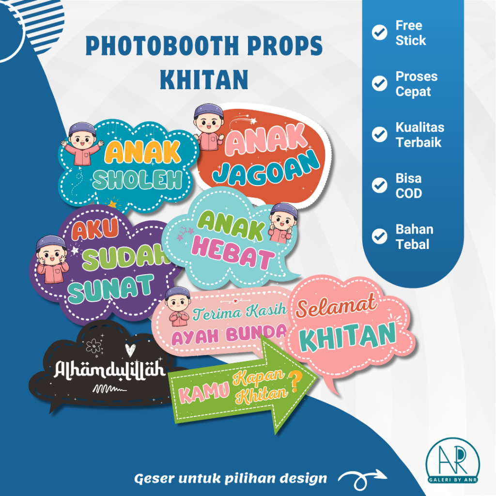 D69 Photobooth Props Khitan Custom | props sunatan hiasan foto perlengkapan photo acc dekorasi foto 