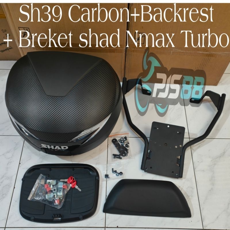 Paketan Backrest shad sh39 Plus Box Shad Sh39 Sh 39 Carbon Plus Bracket Breket Box Shad Nmax Turbo &