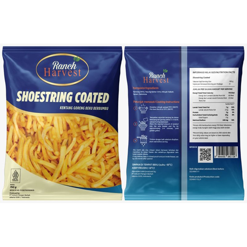 

Kentang Shoestring Better Coated Ranch Harvest 750gr