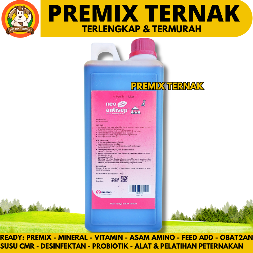 NEO ANTISEP NEW FORMULA 1 LITER MEDION - Desinfektan Disinfektan Iodine untuk Kandang dan Peralatan 