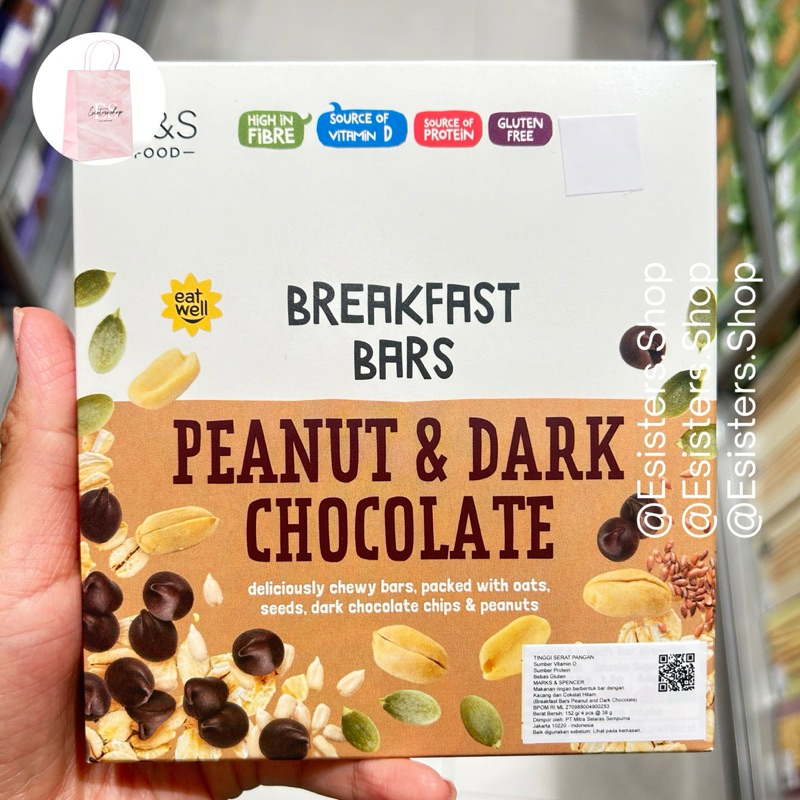 

M&S Food Breakfast Bars Peanut & Dark Chocolate Gluten Free Marks and Spencer Cemilan Ringan Sehat