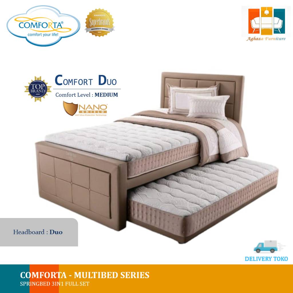 Bed Sorong Comforta 3 in 1 | Kasur Springbed 3in1 Comfort Duo Fullset [ Kurir Toko ]