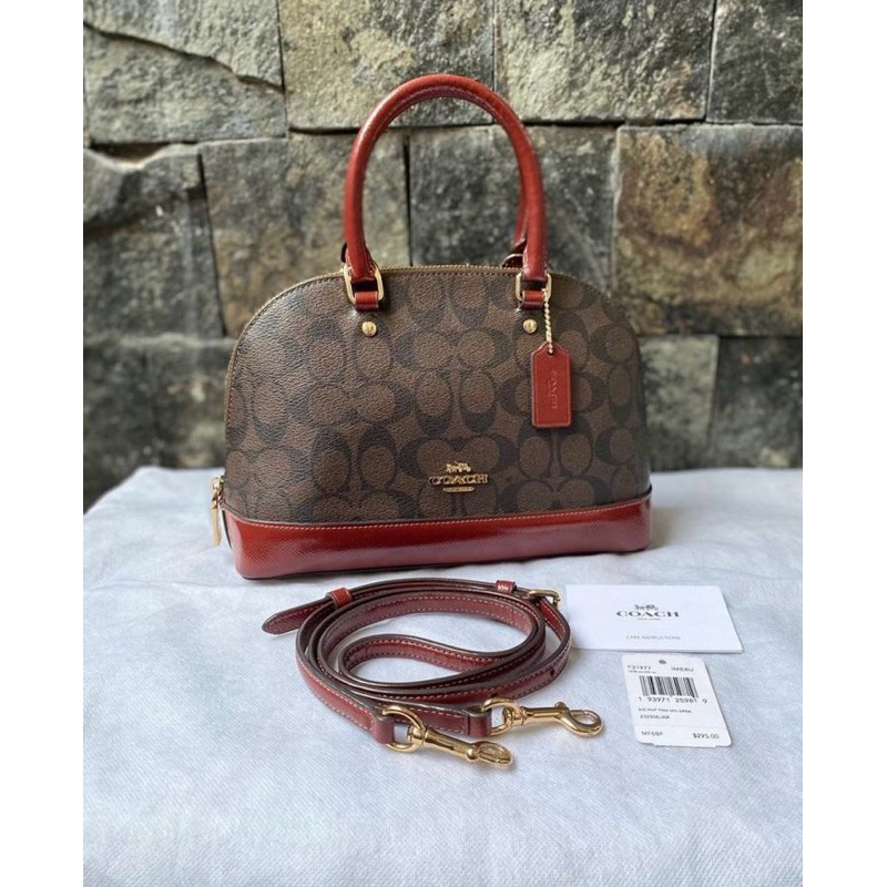 PRELOVED COACH MINI SIERRA SATCHEL SIGNATURE BROWN WINE AUTENTHIC
