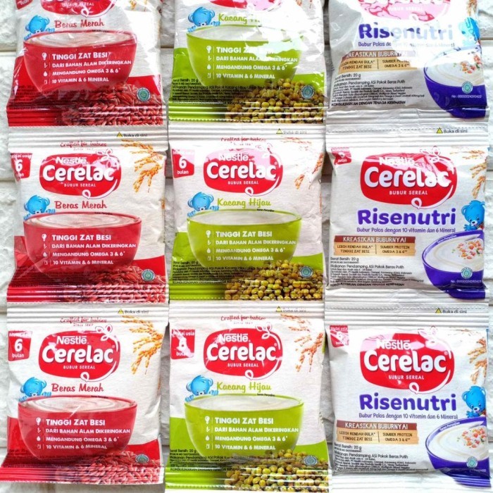 Cerelac sachet Bubur Sereal Bayi Sachet 20gr 1 renceng isi 8pcs bubur Mpasi bayi usia 6 bulan bubur 