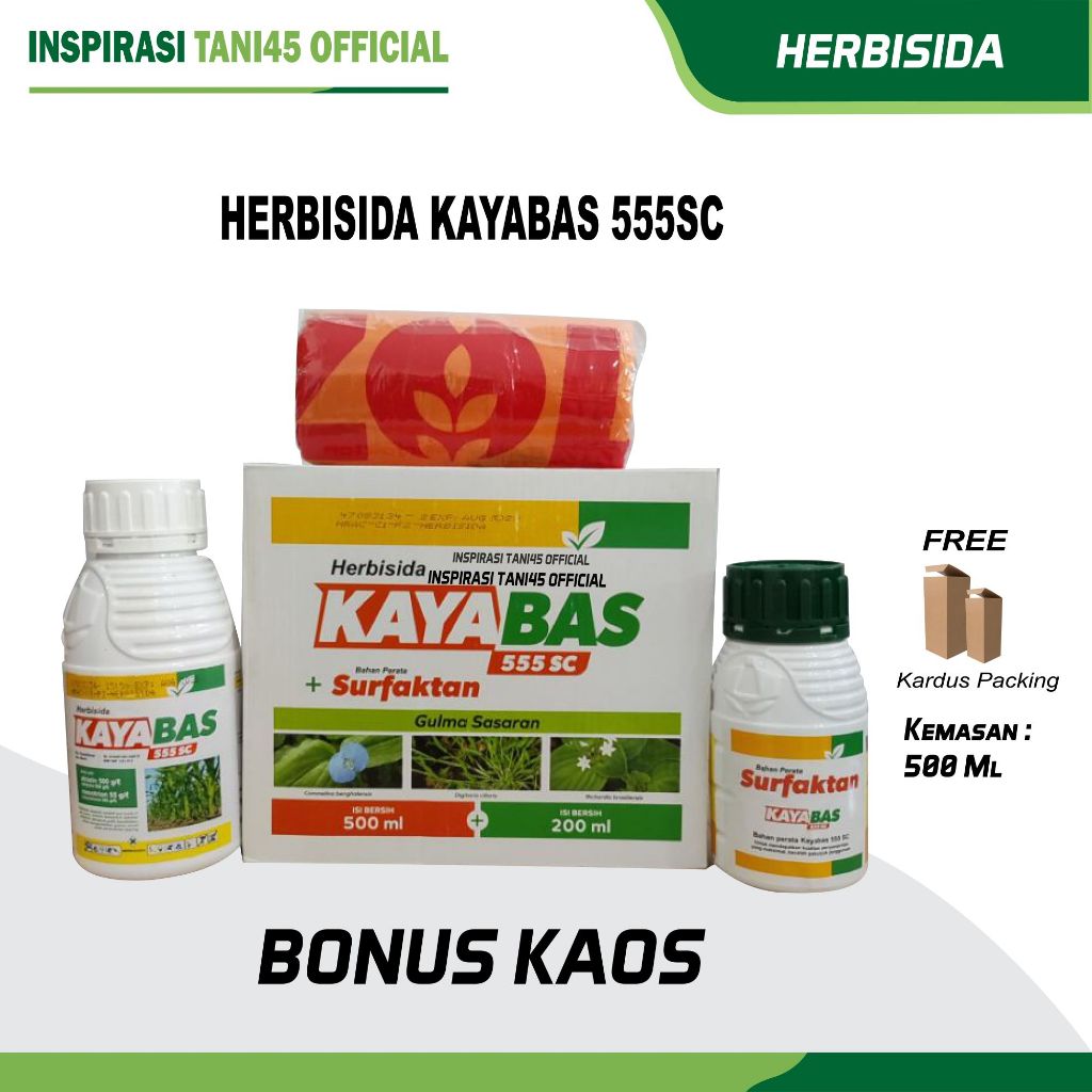 Kayabas 555SC Herbisida Jagung 500 ml + Bonus Kaos/Herbisda Kayabas 555SC Kemasan 500 ml + Kaos/Kaya