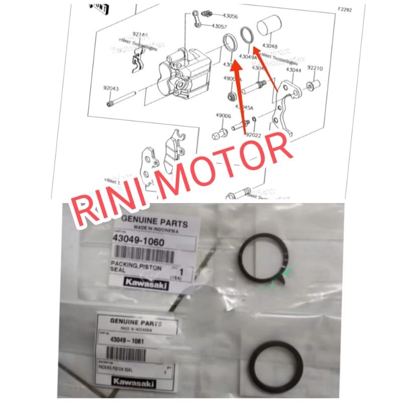 karet seal oring o ring piston kaliper belakang ninja rr ss KLX 150 Ninja 250 kaze KLX 250 original