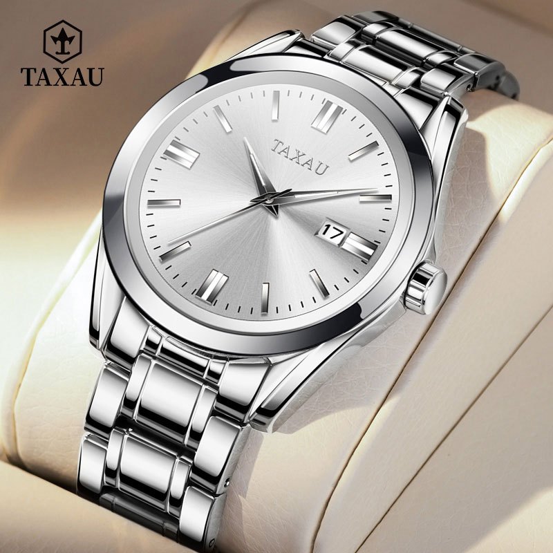 TAXAU Jam Tangan Pria Original 100% Anti Air Stainless Steel Elegan Casual Jam Tangan Pria Rantai