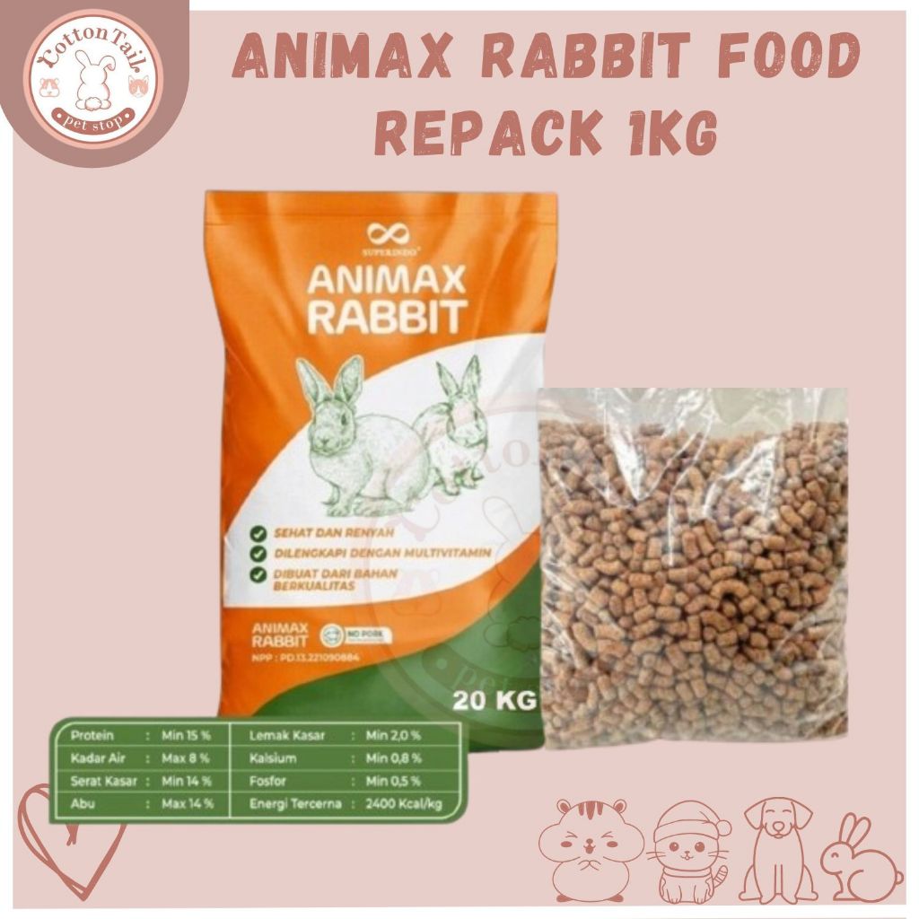 ANIMAX RABBIT FOOD Repack 1kg / Makanan Kelinci ANIMAX