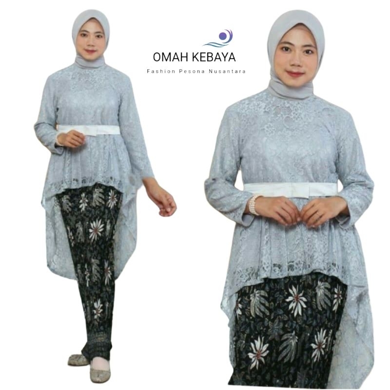 Setelan Kebaya Brokat Aurora Pinguin Untuk Baju Kondangan Wisuda Lamaran Pesta Modern Terbaru Aesthe