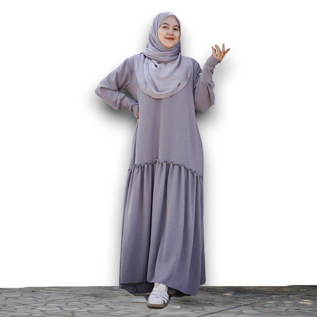 ISabella - Gamis Arunika | Gamis Crinkle Premium Dress Maxi Wanita Muslim Casual Busui Frendly