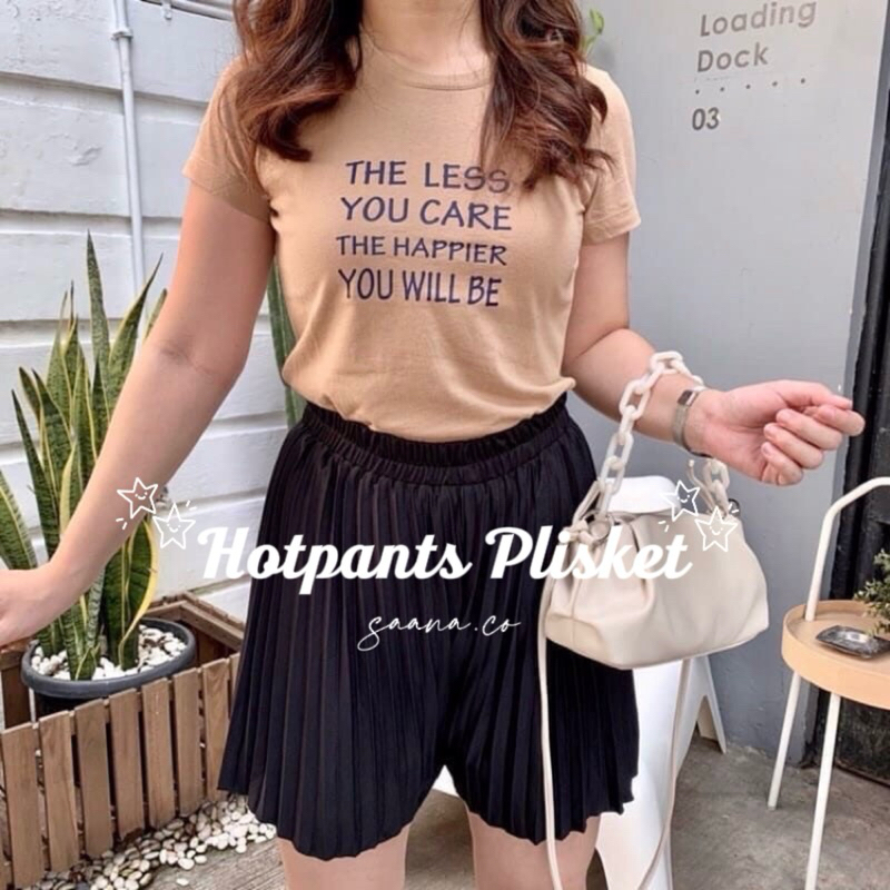 Celana Pendek Wanita | Hotpants Plisket | Celana Pendek Plisket Lipatan Besar