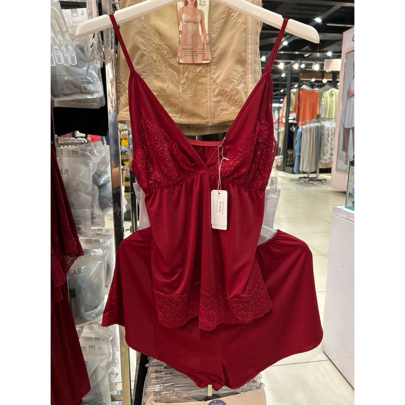 LINGERIE SET CELANA PENDEK MAROON BY FELANCY (78-PA5029)