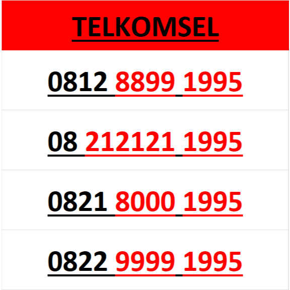 Nomor cantik simpati 4g 5g seri tahun 1995 r3000