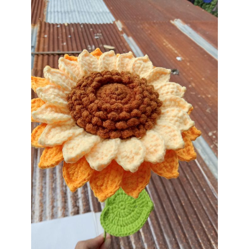 bunga rajut matahari besar, bunga matahari besar, bunga buket matahari, big sunflower