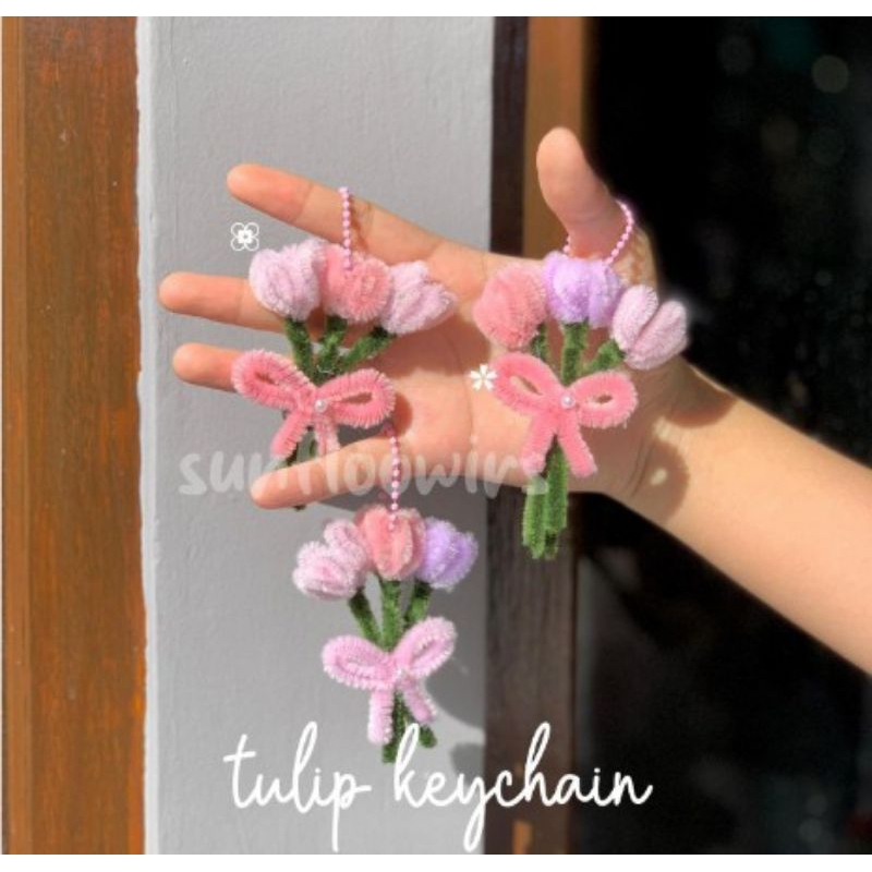 keychain tulip pipe cleaner , ganci tulip , gantungan , pipe cleaner , ganci pipe cleaner