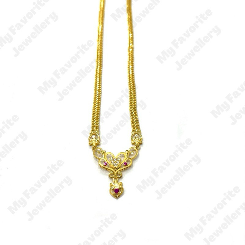 Kalung Holo Super Hati Permata Ungu Putih EMAS ASLI Kadar 700 Kadar 875