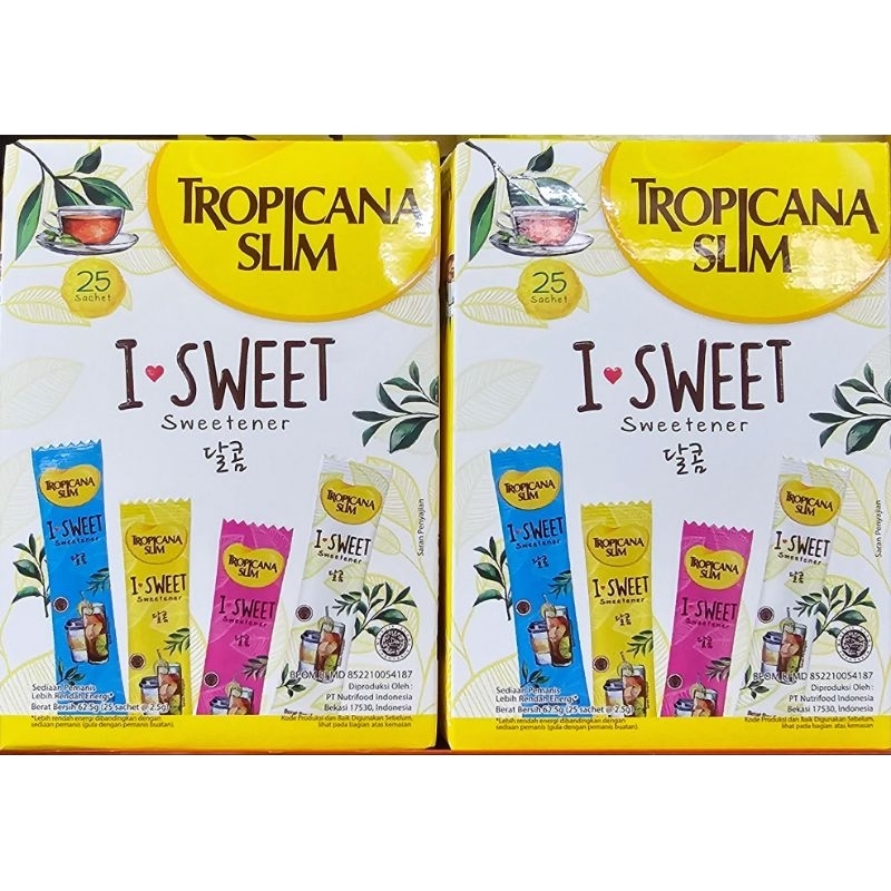 

Tropicana Slim I Sweet 62,5gr Box (isi 25 sachet × 2,5g)