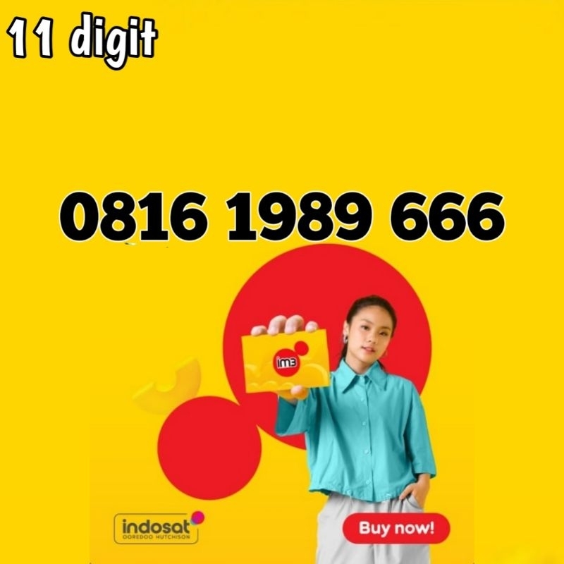 Kartu perdana nomer cantik Indosat IM3 816 1989 666