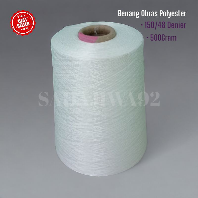 BENANG OBRAS POLYESTER 500GRAM PUTIH | BENANG POLYESTER 150/48 | POLYESTER | POLISTER