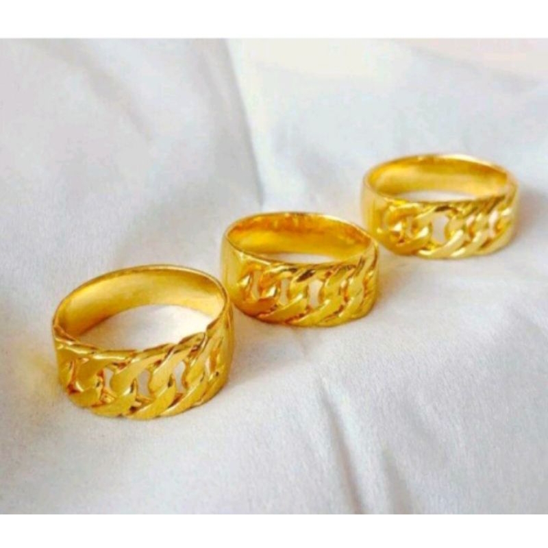 CINCIN TITANIUM RANTAI EMAS 24K ANTI KARAT & ANTI LUNTU(COD)