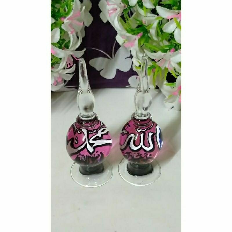 hiasan kaca model kaligrafi pajangan dekorasi lemari kaca kristal hiasan