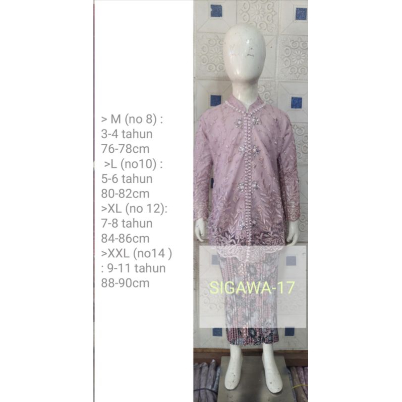 Baju Setelan Anak Muslim Baju Kebaya Mutiara Payet Gratis Hijab/Stelan Kebaya Anak 3-12 Tahun