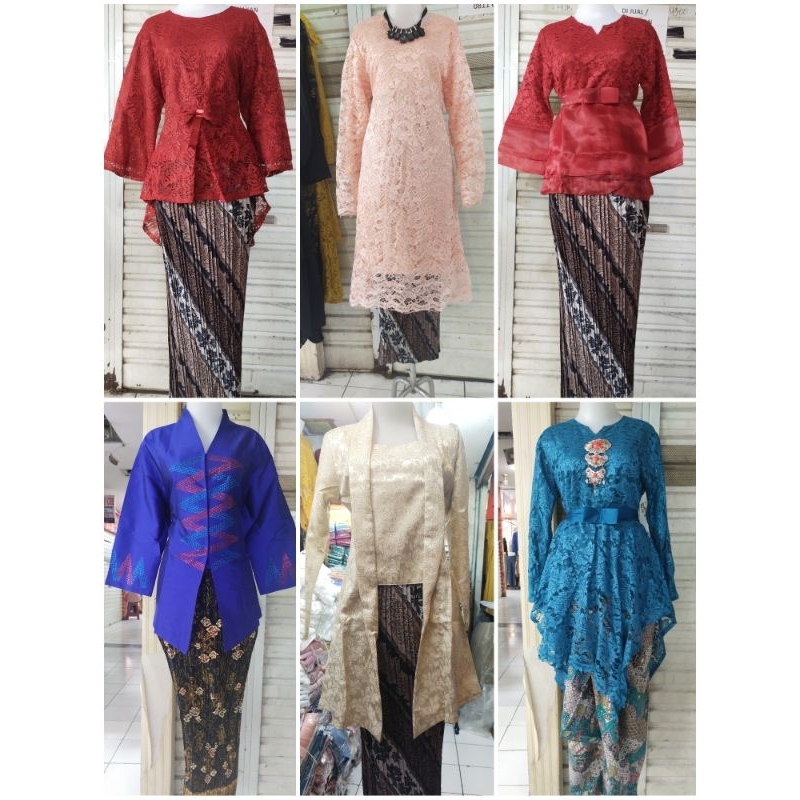 Set KEBAYA BROKAT TUNIK / brokat tile mutiara / brokat kebaya wisuda