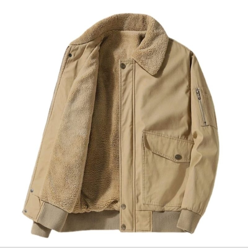 Jaket bulu pria / jaket pria daleman bulu / jaket kantor bulu