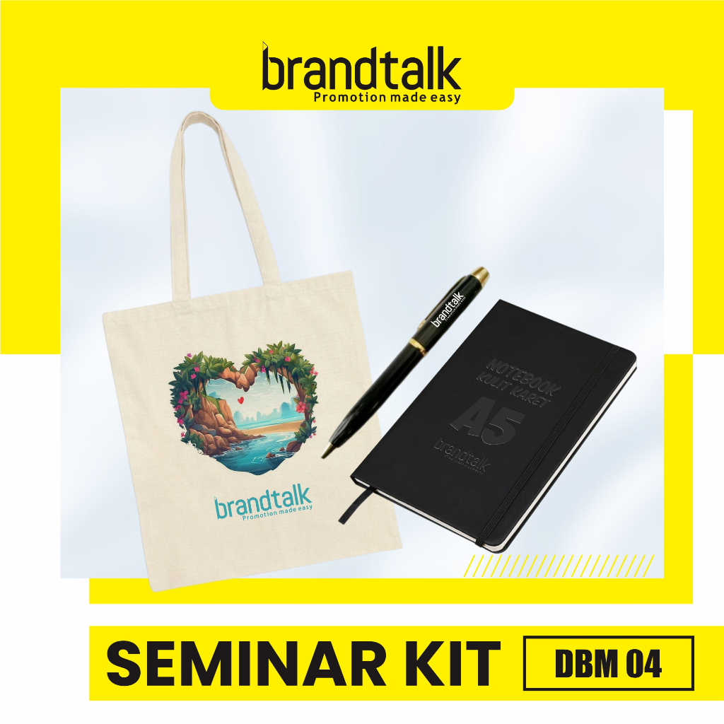 

Pulpen Besi Grafir, Notebook Kulit Karet A5, Totebag Canvas Custom - Paket Seminar Kit Custom - DBM 4