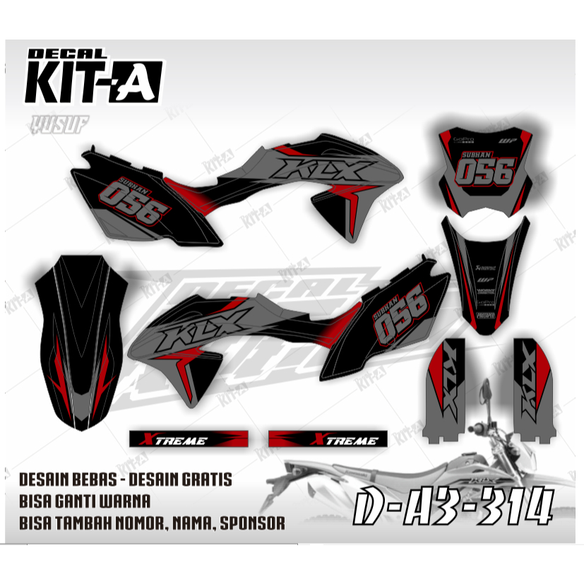 Decal Klx 150 Bf Hitam Abu Simpel