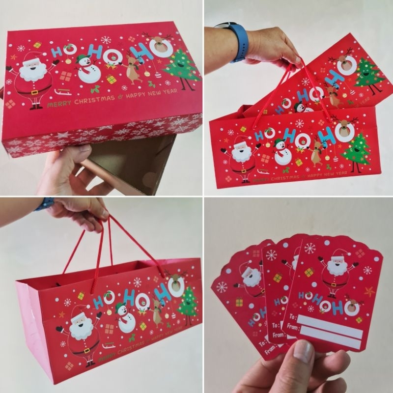 

5 pcs paket hemat paperbag packaging kue ukuran 31x19x13cm warna merah natal