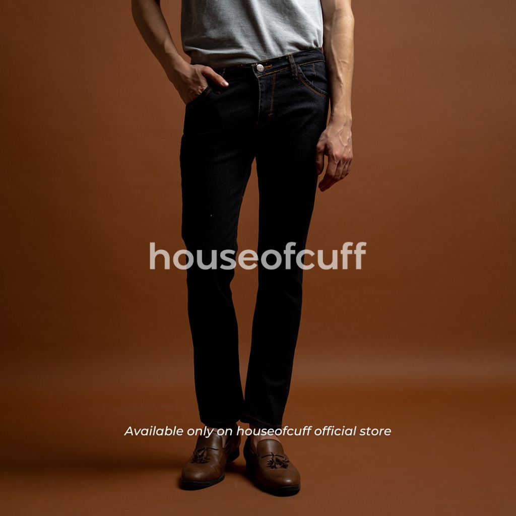 Houseofcuff Celana Panjang Denim Jeans Slim Fit Stretch Pria Blue black