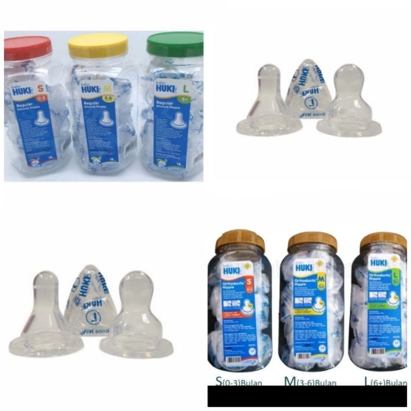 Huki Baby Nipple Dot Orthodontic Gepeng dan Bulat / SMLXL / Pentil Dot Huki Satuan