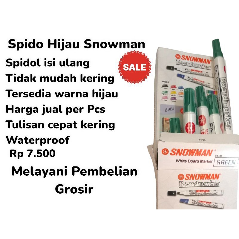 

{APM}Spidol/ Boardmarker/ Isi ulang (Hijau) Merek Snowman